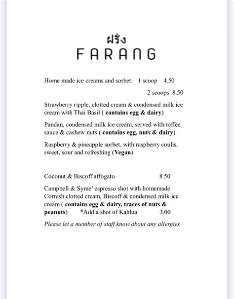 farang menu|Food and drinks – Farang